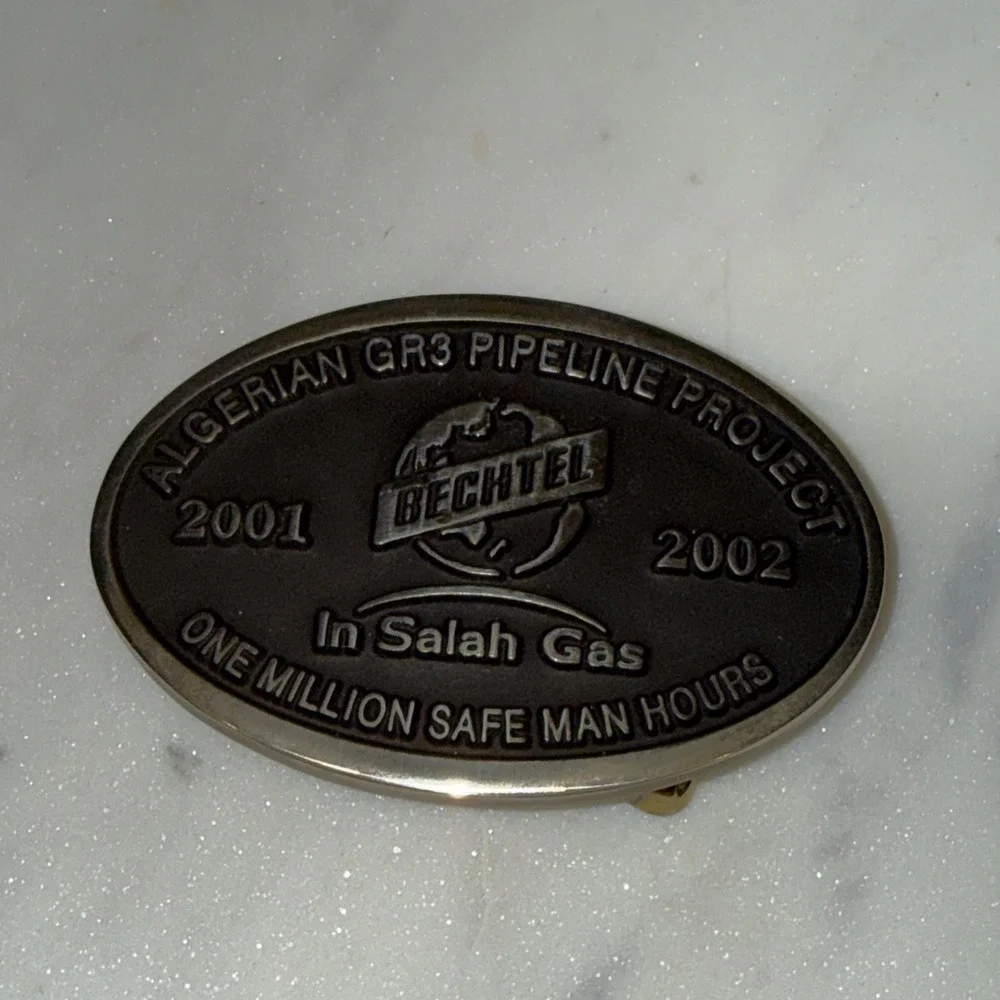 BETCHEL Algerian GR3 Pipeline Project Brass Belt Buckle Anacortes Brass 2001-02